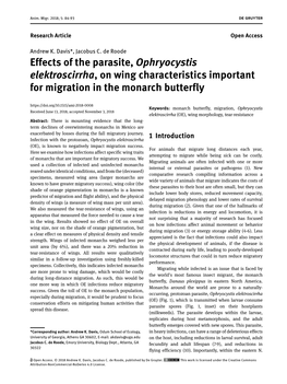Effects of the Parasite, Ophryocystis Elektroscirrha, on Wing