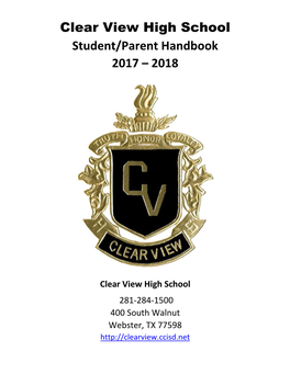 Clear View High School Student/Parent Handbook 2017 – 2018