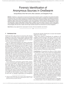 Forensic Identification of Anonymous Sources in Oneswarm