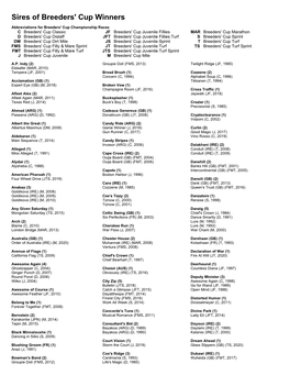 Sires of Breeders' Cup Winners