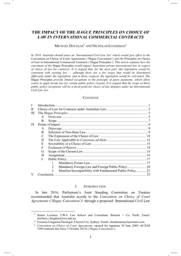 The Impact of the Hague Principles on Choice Of