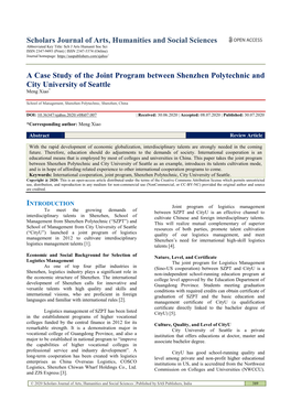 Scholars Journal of Arts, Humanities and Social Sciences a Case Study