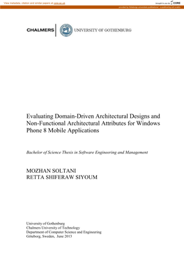 Evaluating Domain-Driven Architectural Designs and Non-Functional Architectural Attributes for Windows Phone 8 Mobile Applications
