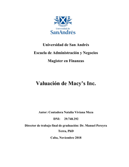 Valuación De Macy's Inc