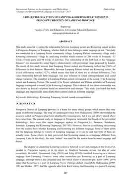 227 a Dialectology Study of Lampung-Komering