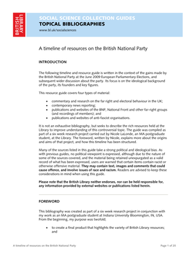 British National Party: Topical Bibliography