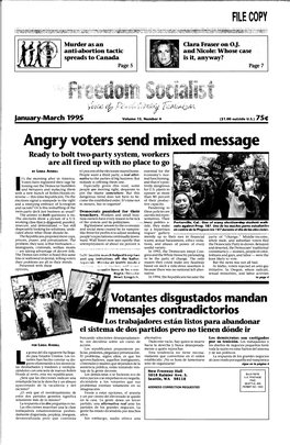 Freedom Socialist January-March 1995 in This Issue Vol