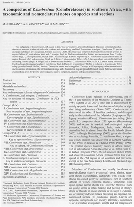 A Conspectus of Combretum (Combretaceae) in Southern Africa, with Taxonomic and Nomenclatural Notes on Species and Sections