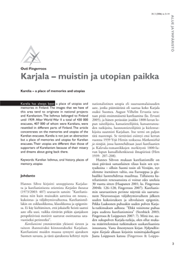 Karjala – Muistin Ja Utopian Paikka