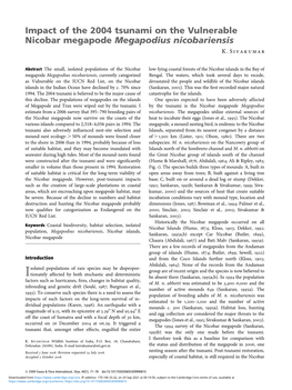 Impact of the 2004 Tsunami on the Vulnerable Nicobar Megapode Megapodius Nicobariensis K