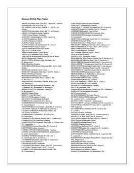 Romano-British Place Names