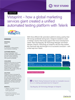 Vistaprint – How a Global Marketing Services Giant Created a Unified Automated Testing Platform with Telerik