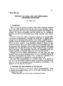 1. Introduction 2. Definition and Basic Properties of the Long Line