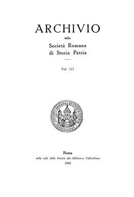 S. Maria in Via Lata. L'importanza Di Un Fondo Archivistico Per La Storia Della Città Di Roma (1100-1258) *