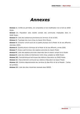 Annexes 1 SAGE Moder – Etat Initial