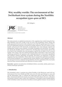 The Environment of the Swifterbant River System During the Neolithic Occupation (– Cal BC)