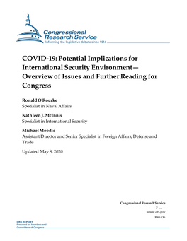 COVID-19: Potential Implications for International Security Environment— Overview of Issues and Further Reading for Congress