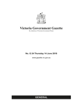 Victoria Government Gazette by Authority of Victorian Government Printer