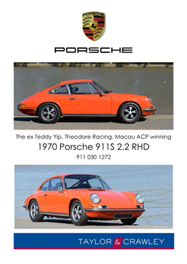 1970 Porsche 911S 2.2 RHD