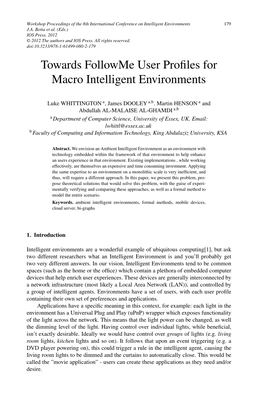 Towards Followme User Profiles for Macro Intelligent Environments