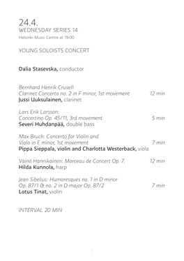 WEDNESDAY SERIES 14 YOUNG SOLOISTS CONCERT Dalia