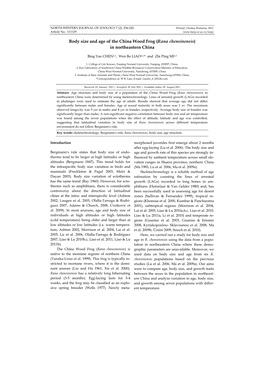 Body Size and Age of the China Wood Frog (Rana Chensinensis) in Northeastern China