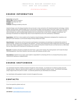 Course Information Course Sketchbook Contacts