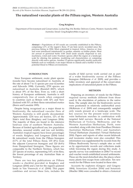 The Naturalised Vascular Plants of the Pilbara Region, Western Australia