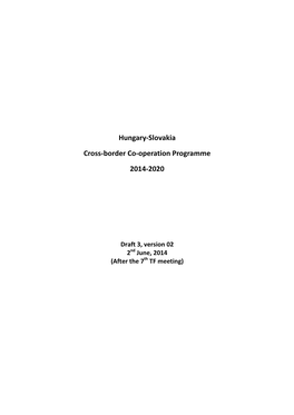 Hungary-Slovakia Cross-Border Co-Operation Programme 2014-2020