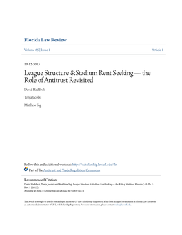 League Structure &Stadium Rent Seeking