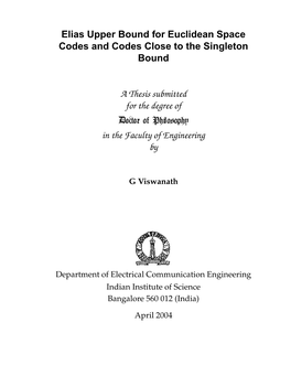 Elias Upper Bound for Euclidean Space Codes and Codes Close to the Singleton Bound