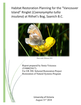 Habitat Restoration Planning for the “Vancouver Island” Ringlet