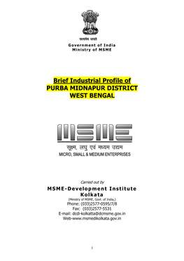 Brief Industrial Profile of PURBA MIDNAPUR DISTRICT WEST BENGAL