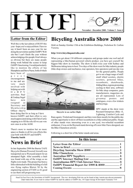 Bicycling Australia Show 2000 News in Brief