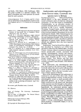 Andersonite and Schr6ckingerite from Geevor Mine, Cornwall