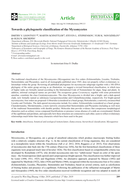 Towards a Phylogenetic Classification of the Myxomycetes