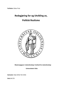 Redegjøring for Og Utvikling Av, Politisk Realisme