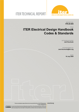 ITER Electrical Design Handbook Codes & Standards
