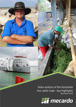 Value Analysis of the Australian Live Cattle Trade-Overview