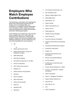 Employers Who Match Employee Contributions