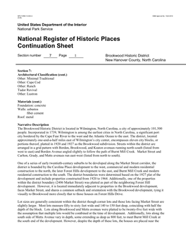 National Register of Historic Places Continuation Sheet