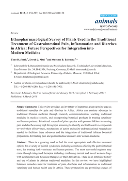 Ethnopharmacological Survey of Plants Used in The