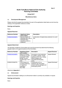 North York Moors National Park Authority Planning Committee