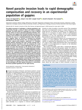 Novel Parasite Invasion Leads to Rapid Demographic Compensation and Recovery in an Experimental Population of Guppies