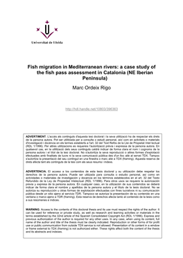 Fish Migration in Mediterranean Rivers: a Case Study of the Fish Pass Assessment in Catalonia (NE Iberian Peninsula)