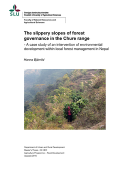 The Slippery Slopes of Forest Governance in the Chure Range - a Case Study of an Intervention of Environmental Development Within Local Forest Management in Nepal