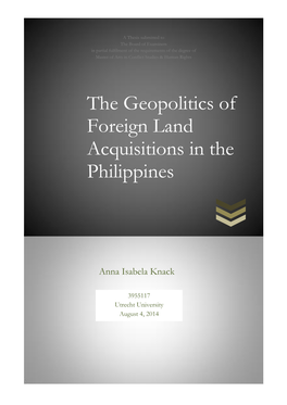 The Geopolitics of Foreign Land Acquisitions in the Philippines