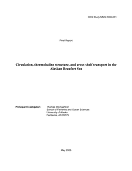 Circulation, Thermohaline Structure, and Cross-Shelf Transport in the Alaskan Beaufort Sea