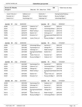 Calendriers Par Journée