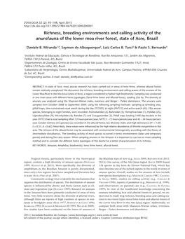 Richness, Breeding Environments and Calling Activity of the Anurofauna of the Lower Moa River Forest, State of Acre, Brazil